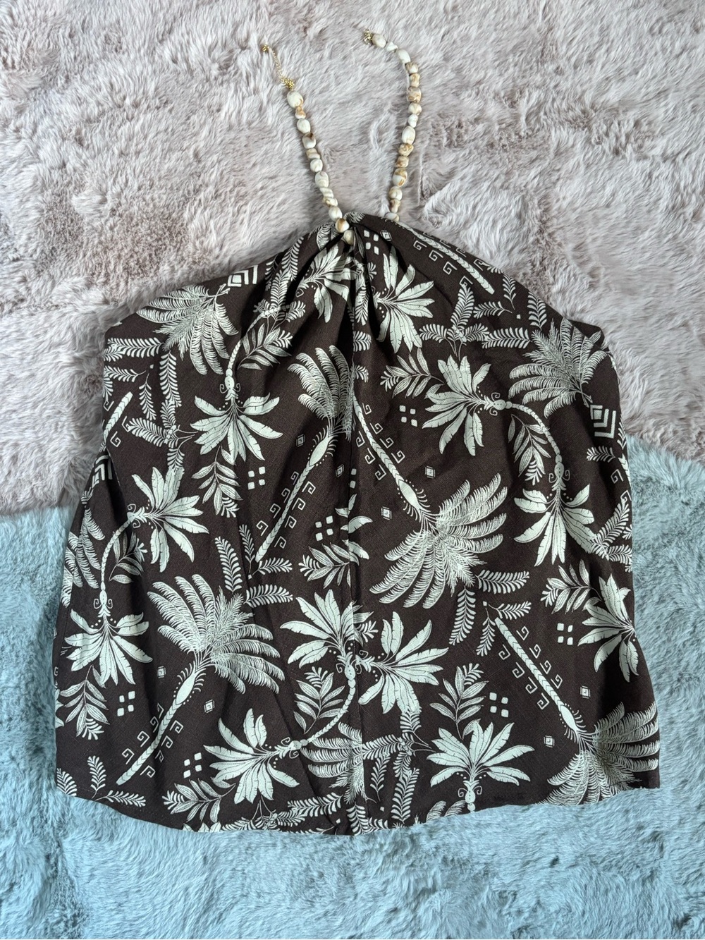 Meraki beach tropical brown halter top